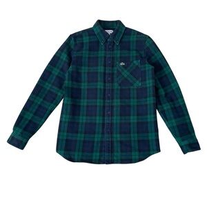 Lacoste Long Sleeve Blackwatch Plaid Flannel Shirt Men’s Overshirt Sz S